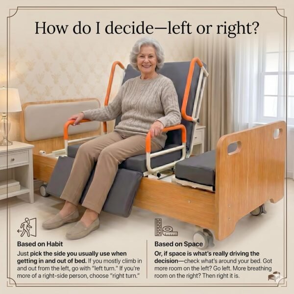 Rotating Hospital Medica Bed for Elderly Senior Disabled, Electric 90°Rotating Home Care Nursing Bed with Adjustable Lateral Tilt & Backrest Leg Height, with 4inch Mattress, 550lbs (Left rotat)