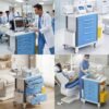 81vCTo1NjzL._AC_SX679_ Medical Crash Cart | Emergency Rolling Trolley with 5 Locking Drawers | Hospital Procedure & Lab Utility Cart w/IV Pole, CPR Board, Defib Shelf & Power Strip | Mobile Workstation for Dental & Clinic
