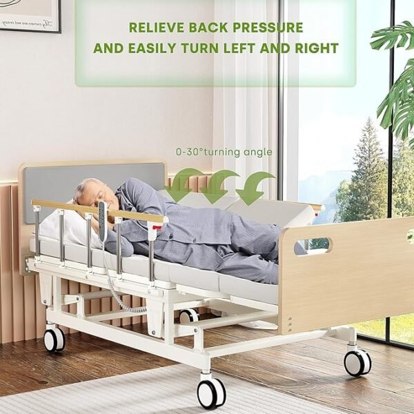 Fully Electric Hospital Bed for Home Use with Premium Mattress, Rails and IV Pole, HomeCare Hospital Beds Set, Hi Low Hospital Bed, 16" - 28" Height Range