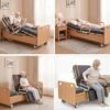 Rotating Hospital Medica Bed for Elderly Senior Disabled, Electric 90°Rotating Home Care Nursing Bed with Adjustable Lateral Tilt & Backrest Leg Height, with 4inch Mattress, 550lbs (Left rotat)