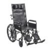 Drive Medical SSP16RBDFAV Silver Sport Recliner, Vinyl Upholstery, 16" Wide Seat, Hydraulic Reclining Mechanism, Carbon Steel Frame, Composite Mag-Style Wheels, 8" Front Casters, Padded Armrests