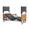 Electric Hospital Bed for Home Use – 5 Functions, Advanced German LIMOSS Motor, Ultra-Low 8.5"–25" Adjustable Height, Double Solid Wood Panels with Medical Overbed Table & Foldable Rails