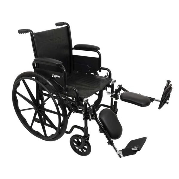 Elevating-Leg-Rests ProBasics Standard Wheelchair - Flip Back Desk Arms - 250 Pound Weight Capacity - Black - Swing-Away Footrest - 18" x 16" Seat