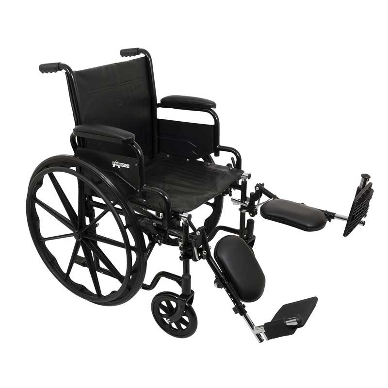 ProBasics Standard Wheelchair - Flip Back Desk Arms - 250 Pound Weight Capacity - Black - Swing-Away Footrest - 18" x 16" Seat