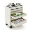 Medical Cart with 5 Drawers and Lock, Rolling Medical Bedside Cabinet on Wheels, Steel Medication Cart 13" D x 24.5" W x 29" H for Hospital Clinic Office School Infirmary, Beige