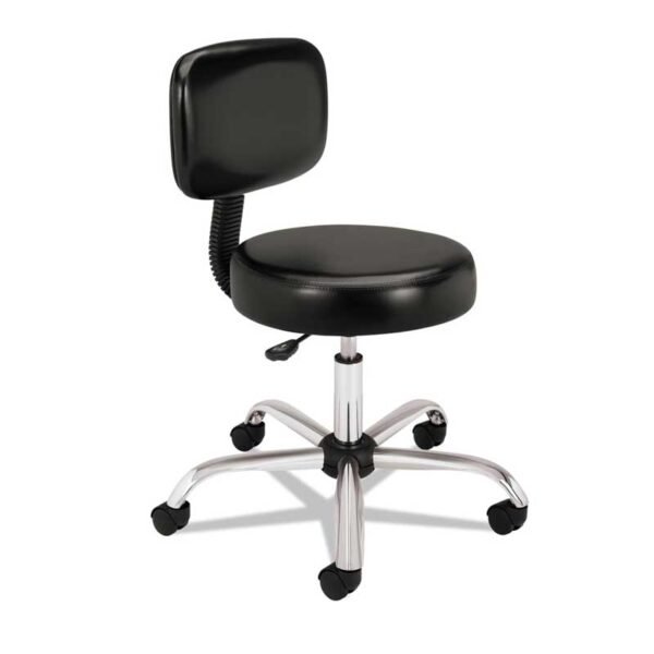 Medical-Exam Medical Exam Stool with Back, 24-1/4 x 27-1/4 x 36, Black