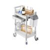 Mount Plus MT01 2 Tier Mobile Medical Cart Trolley with Drawer, Trash Cans, Waste Bowl | Beauty Salon Rolling Trolley with 360° Rotate Wheels | Heavy Duty Utility Cart for Hospital Dental Clinic