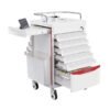 Medication Bins Cart with 200 Bins, 10 Drawers - Dual-Sided Open, 50 Medicine Boxes, Hidden Sub Workbench, Silent Casters, Container, 2 Trash Bin-Medical Crash Cart for Clinic, Hospital and Lab