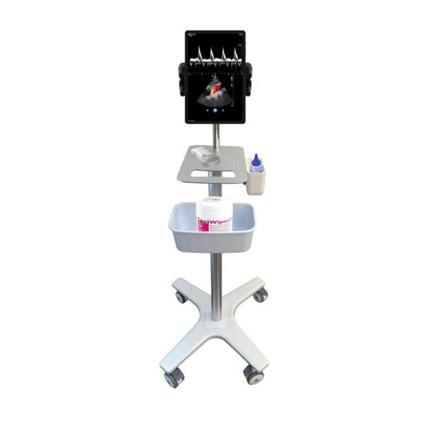 Premium Medical Cart for Handheld Ultrasound, Universal Tablet & iPad Mount, 360° Lockable Wheels, Probe & Gel Bottle Holders