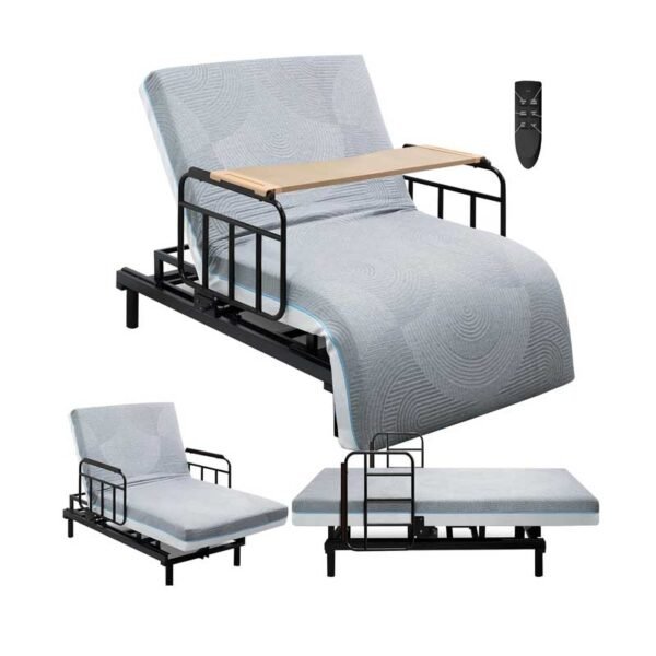 Leavader 3-in-1 Adjustable Hospital Bed with Dual Motors, Convertible to Wheelchair & Stretcher, Electric Nursing Bed with Remote, Safety Rails, Heavy Duty Elderly Home Care Bed