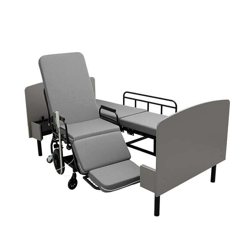 Leavader 3-in-1 Adjustable Hospital Bed with Dual Motors, Convertible to Wheelchair & Stretcher, Electric Nursing Bed with Remote, Safety Rails, Heavy Duty Elderly Home Care Bed