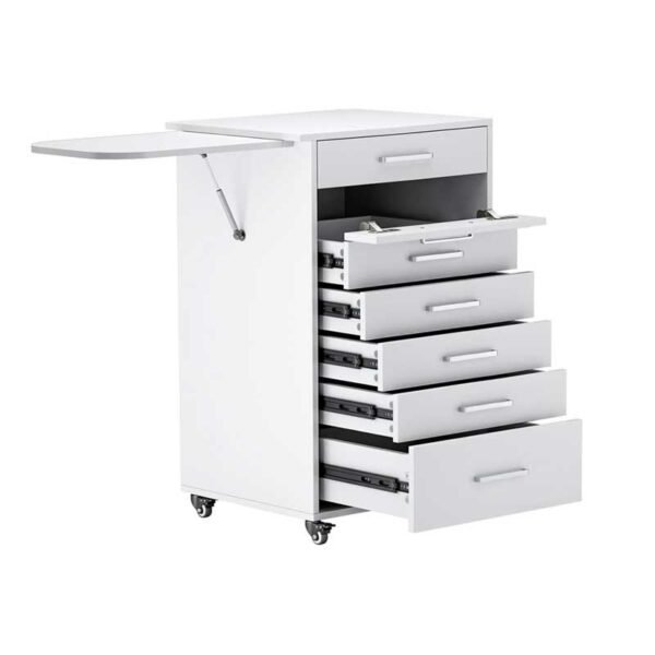 Professional Medical Cart with 150 lbs Capacity – Adjustable Height Rolling Trolley for Hospital, Dental Clinic, Beauty Salon – 360° Silent Lockable Wheels (with 7 Drawers/White)