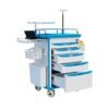 Medical Rolling Storage Crash Cart with Wheels, 5-Tier Medical Cart with Drawers, Adjustable IV Pole, Trash Bin & O2 Holder, Needle Disposal Holder, Silent Casters, Ideal for Hospitals (Grey)