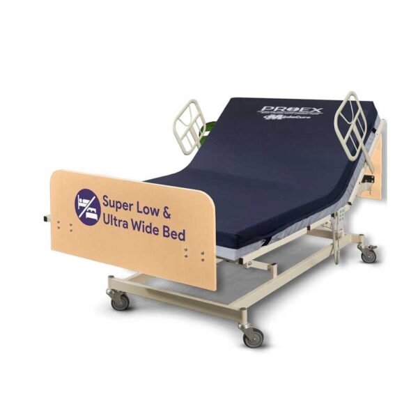 Ultra Wide Adjustable Hospital Bed with 48" Foam Mattress - 14"-30" Height Range, 36”-42”-48” Width Range, 80”-88” Length Range - Full Electric Bariatric Medical Bed, 8 Function Hand Pendant -Cherry