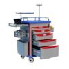 Medical Rolling Storage Crash Cart with Wheels, 5-Tier Medical Cart with Drawers, Adjustable IV Pole, Trash Bin & O2 Holder, Needle Disposal Holder, Silent Casters, Ideal for Hospitals (Grey)