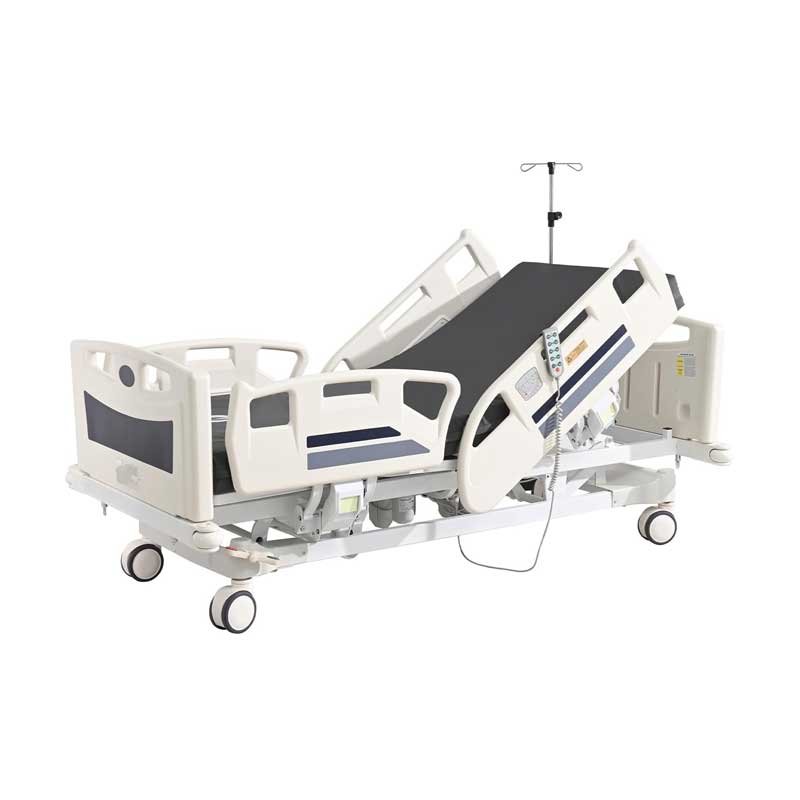 Premium 5 Function Full Electric ICU Hospital Bed with 4.7" Mattress for Home Use-17.7" - 29.5" Height Range-CPR One-Click Recovery-5" Casters, 550LBS Loading, Adjustable Medical Bed Frame-Navy