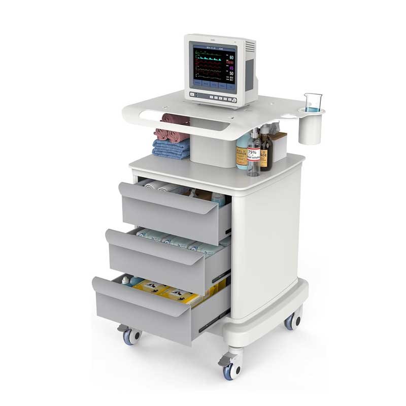 Rolling Medical Cart with Wheels and Drawers Mobile Trolley Carts Professional Ultrasound Cart with Caster Wheels for Hospitals, Offices, Clinics, Bedrooms, and Beauty Practices